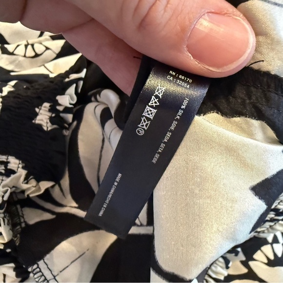 Anthropologie Pinkerton Silk Pants Women’s Small Black White Floral Boho Hippie - Picture 7 of 12